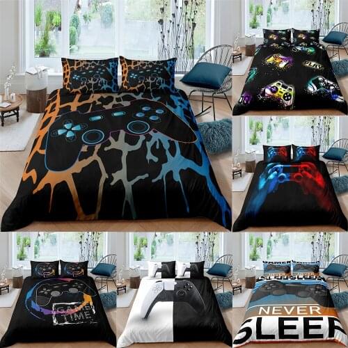 Gamer Bedding Set Gamepad 3D Printed 2/3pcs Duvet Cover Set Twin Full Queen King Double Size With Pillow Cases Kids Boy Bedcloth