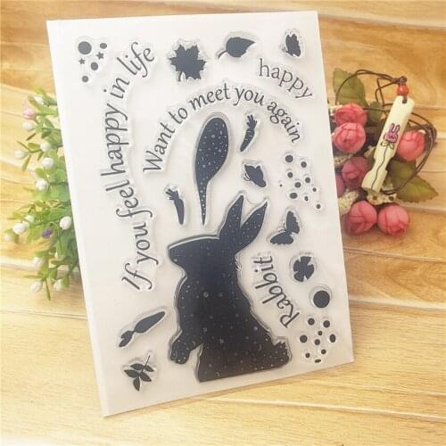 Hot sale Silhouette rabbit Transparent Clear Stamps / Silicone Seals Roller Stamp for DIY scrapbooking photo album/Card Making