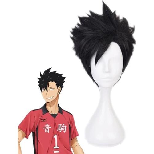 Haikyuu!! Tetsurou Kuroo Tetsurou Short Black Heat Resistance Synthetic Hair Costume Cosplay Wigs+ Wig Cap