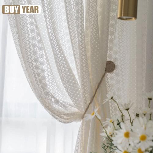 Korean White Lace Curtins for Livingroom Gauze Curtains Pastoral American Door Curtain Japanese Home Decor