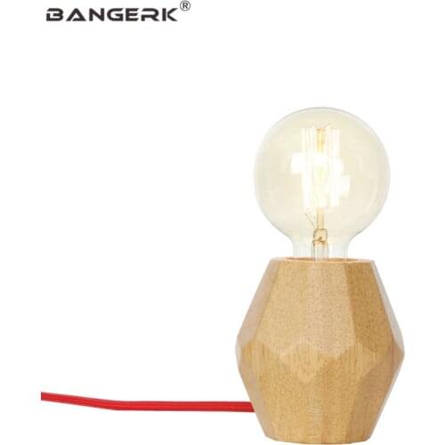 Loft Decor Modern Table Lamp E27 Base Wooden Desk Lamps Button Switch Plug 110V/220V Edison LED Lights For Bedroom Living Room