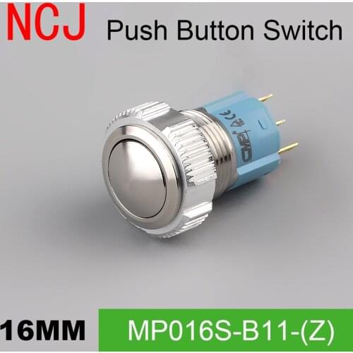 NCJ 16mm Metal Push Button Switch IP67 Maintained Alternate & Momentary push button switch stainless steel 3A