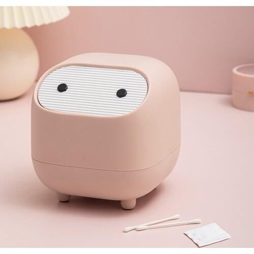 Mini Cute Waste Bin Desktop Small Trash Can With Lid Garbage Organizer Detachable Press-type Cover Desk Storage Bucket Bedside