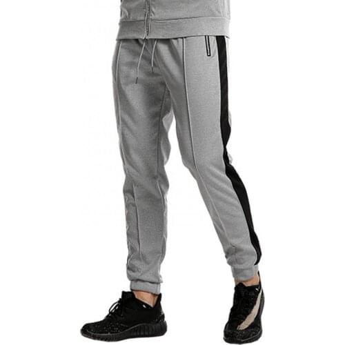 Men Pants Drawstring Zip Pockets Color Block Ankle Tied Long Trousers Jogger Pants Men Streetwear Ankle Tied trousers 2021