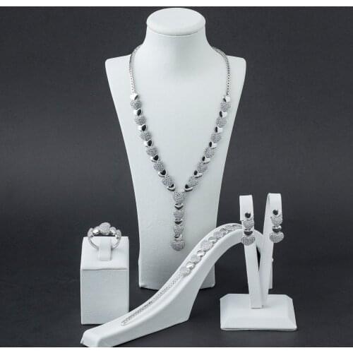 925 Sterling Silver and Zircon Stones Rose Plated Heart Model Set