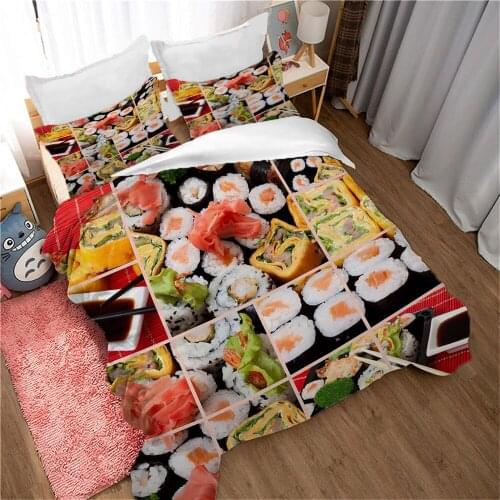 Sushi Duvet Cover Set Kawaii Style Sushi Jigsaw puzzle Pattern Decorative 2/3 Piece Bedding Sets with Pillow Shams Twin Size