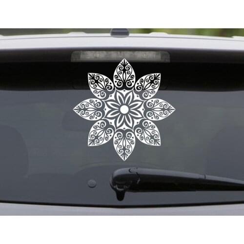 Mandala Flower Decal For Car Doily Floral Hippie Seed Of Life Pretty Fractal Psychedelic Sunflower Vinyl Sticker Waterproof MT30