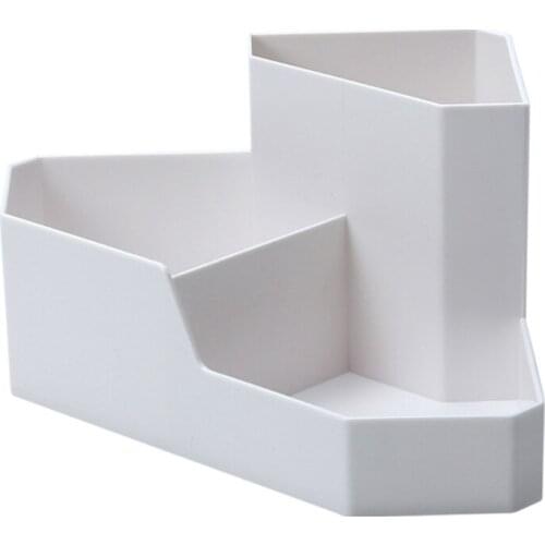 2021 New Large Capacity Pencil Holder for Desk 3 Compartments White/Gray/Pink ABS Pen Holder Organizer Pen Cup Stationery Holder