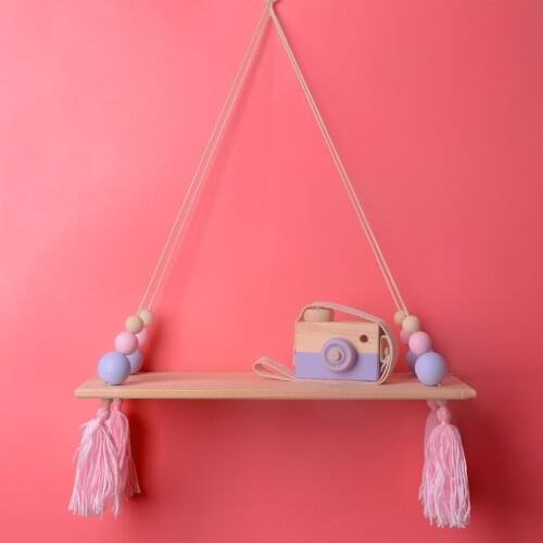 New Nordic DIY Original Wooden Beads Wall Shelf Storage Wall Decorations Kids Room Christmas Ornament Organization Hanger Decor