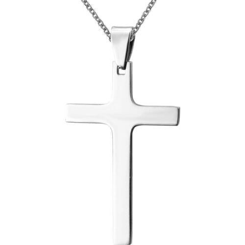 Wholesale Unisex Stainless Steel Religious Cross Necklace Pendant Jewelry Dropship 20" chain included