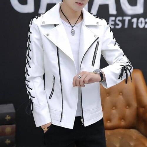 Fall 2021 new mens cultivate ones morality handsome leather coat lapels younsters, leather