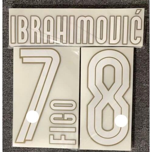 PU 2008-2009 FIGO IBRAHIMOVIC Nameset Printing Patches for Clothing Soccer Badge