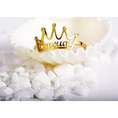 Adjustable Custom Ring Personalized Letter Crown Name Rings Stainless Steel Love Wedding Ring For Women Anniversary Jewelry