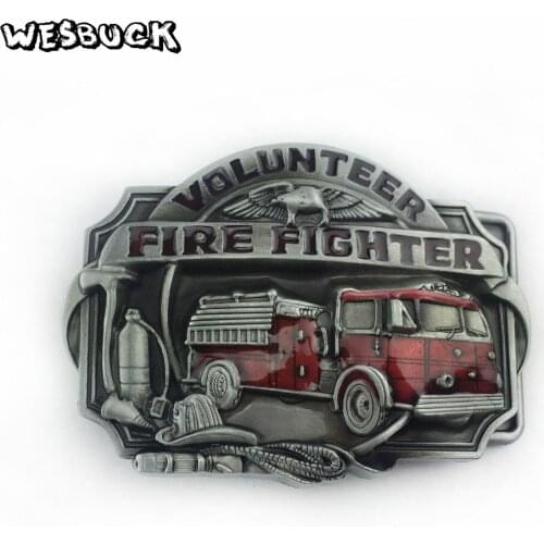 WesBuck brand cool mens belt firefighter profession fire truck buckle fire dept badge fire brigade sign firemen belt