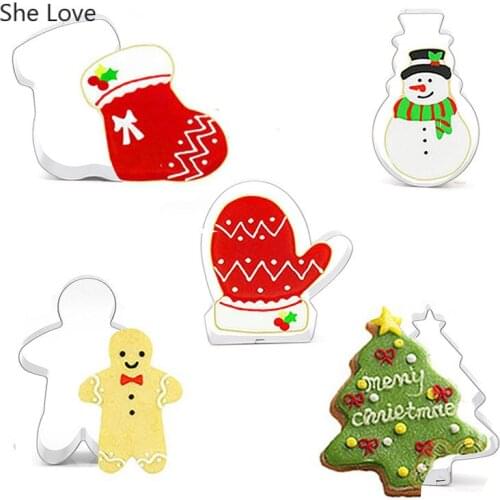 Chzimade 5Pcs/lot Merry Christmas Pattern Stainless Steel Pottery Clay Modeling Cutter DIY Ceramic Polymer Clay Sculpting Tools