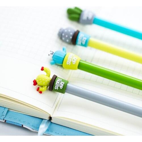 12PCS/LOT Silica cactoid style cute gustless 0.5mm black water-based unisex pen gel pen
