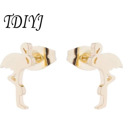 TDIYJ 3 Pairs Hot Stainless Steel Animal Stud Earrings for Women Kids Red-crowned crane Jewelry Earring
