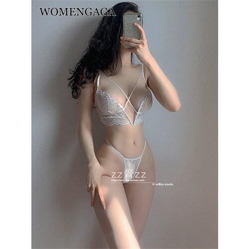 Mesh Lace Super Sexy Bra Panty Cross Set Suit Fashion Base Summer Tops Hook Flower Micro Bikini Transparent Cute Lingerie I24K