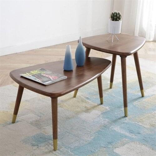 Modern Home Center Coffee Table Solid Wood Tea Table High and low Combination coffee table Gold Leg