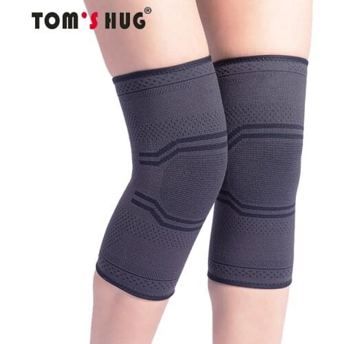 1 Pair Sports Knee Sleeve Support Protect Kneepad Toms Hug Brand Running Cycling Gym Braces Elastic Knee Pad Warm Grey Black