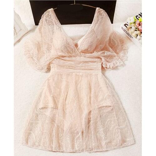 STAERK Fairy fan 2021 new lace conservative students bubble hot spring covered belly thin l type swimsuit woman