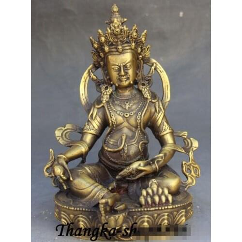 Tibet Classic Buddhism Temple Wealth Mammon Yellow Jambhala Buddha Statue