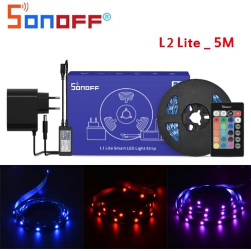 SONOFF L1 Lite Smart LED Strip 5M RGB Dimmable Lights Strip Dance With Music Remote Control Works With Alexa Google Home