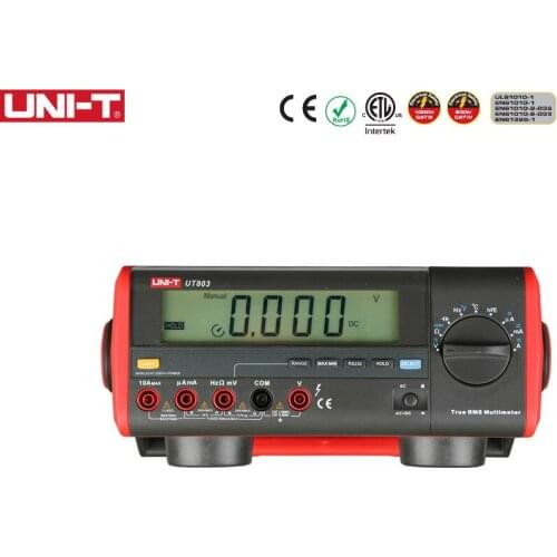 UNI-T UT803 LCD Display Bench Type Digital Multimeters Volt Amp Ohm Capacitance Hz 5999 Counts Tester High-Accuracy PC Soft