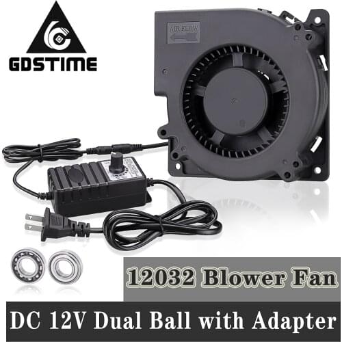 Gdstime 120mm Fan 12V DC Female Connector Ball 12032 120x32mm Centrifugal Cooling Fan w/AC 110V 220V Adapter Radial Turbo Cooler