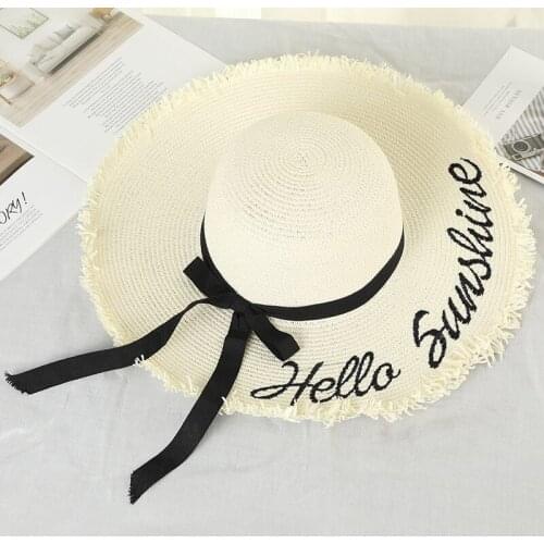 MAERSHEI 2019 Women Summer Straw Hat Letter Embroidery Cap Big Brim Youth Hats For Women Shade Sunhat Beach Caps Leisure
