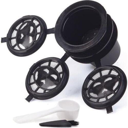 1 3 6PCS Suitable for Nespresso Coffee Filter Cups Reusable Nespresso Coffee Capsule Filter with Spoon Brush Kitchen Accessories