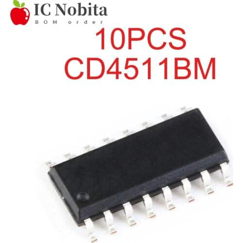 10PCS CD4511BM SOP-16 CD4511 SOP16 CD4511BM96 BCD To 7-segment Latch Decoder Chip SMD IC New