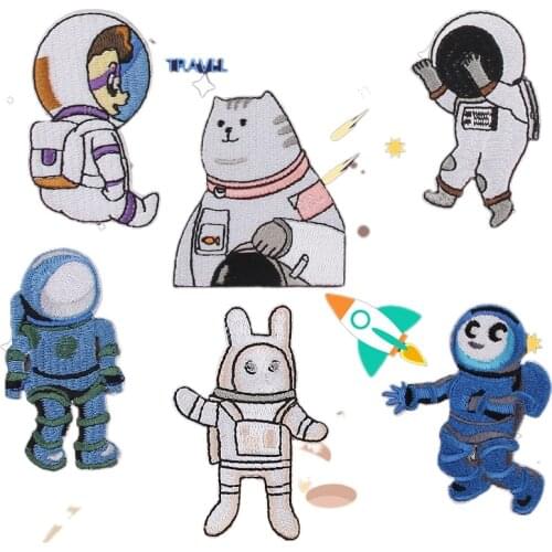 20pcs/lot Embroidery Patch Cosmic Space Astronaut Sticker Clothing Decoration Sewing Accessories Craft Diy Applique