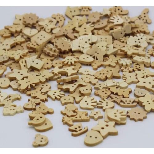 200pcs 2 holes Mix Natural Wood Mini Button Bulk Sewing Assorted Cartoon Button Craft Sewing Button Scrapbooking Kids Accessorie
