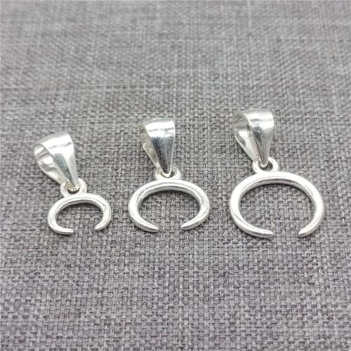 5pcs of 925 Sterling Silver Half Crecent Moon Pinch Bails for Pendant Charm