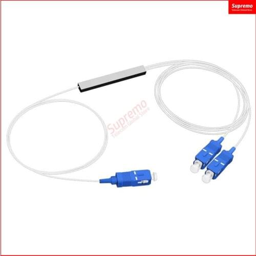 5PCS/Lot Fiber Optical PLC Splitter SC 1 : 2 Mini Steel Tube Type 1x2 0.9mm Fiber Opitc Splitter SC/UPC Connector Free Shipping