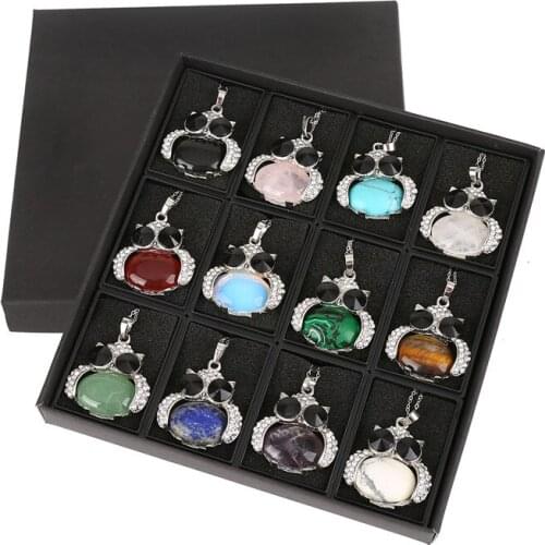 ASHMITA 12pc New Women Sweater Chain Necklace Owl Design Rhinestones Crystal Pendant Necklaces Jewelry Clothing Accessories