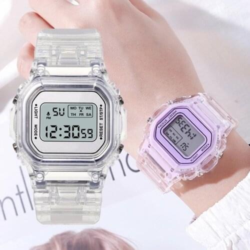 Transparent Strap Watch Vintage LED Digital Sports Military Watches Electronic Wrist Band Clock Women Valentines Day Gifts