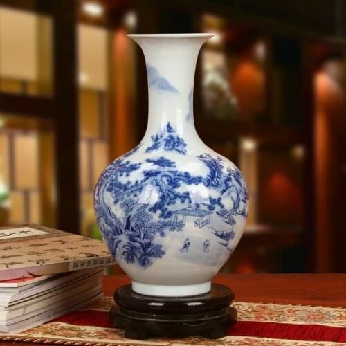 Jingdezhen Ceramics Classical Landscape Blue And White Porcelain Vase ceramic Ginger jar vase