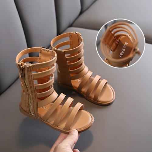 2021 Summer Kids Sandals Girls Roman Sandals Princess Shoes Children High-Top Gladiator Sandals Boots Soft Toddler Baby Shoes