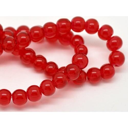 DoreenBeads Transparent Red Round Glass Loose Beads Cheap For DIY Jewelry Making Bracelets Necklace 8mm Dia(3/8"),Approx 100Pcs