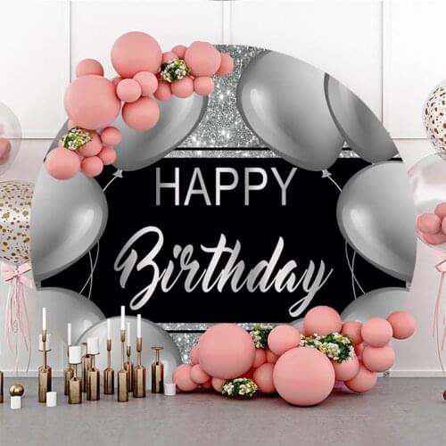 DAWNKNOW Round Circle Photography Background Live Backdrop Balloon Shimmer Adult Birthday Party Decoration Photo Studio