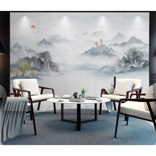 Custom wallpaper murals Chinese style abstract ink landscape smoke line background wall painting home decoration 3d wallpaper