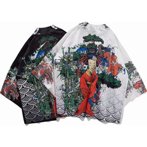 Kimono Cardigan Femme Shirts Yukata Women Japanese Kimono Traditional Harajuku Carp Print Asian Clothes Kimono Cosplay Costumes