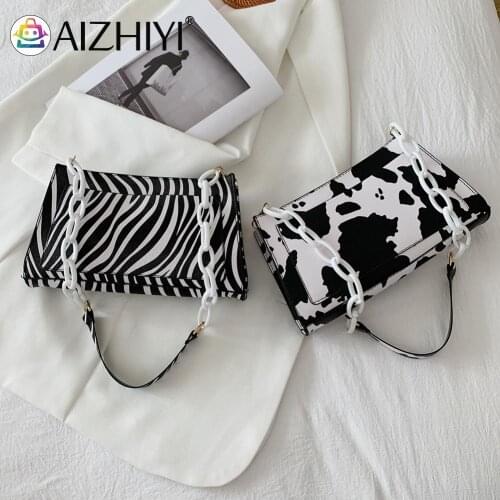 Fashion Women Animal Print PU Leather Shoulder Underarm Bag Casual Chain Purse Vintage Underarm Top Mini Handle Bag