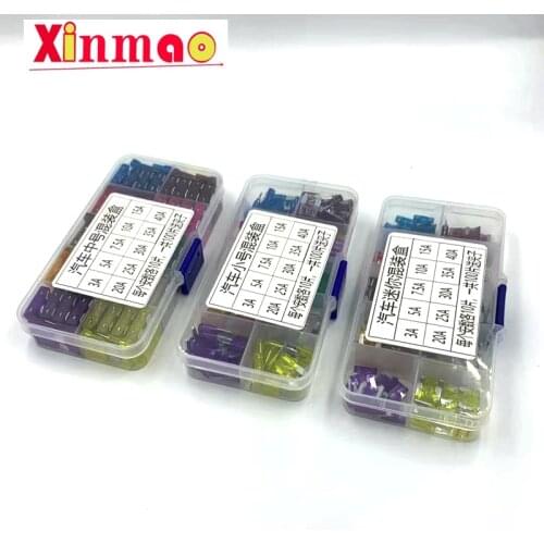 Combination Car Fuse 50/100PCS Assortment Set for Auto Blade Type Cars Fuses 3/5/7.5/10/15/20/25/30/35/A/40A with Box and Clip