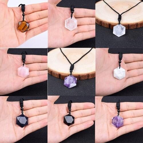Natural Black Obsidian Tiger Eye Amethyst New Star of David Necklaces Amulet Pendants & Necklaces Lovers Jewelry Gift