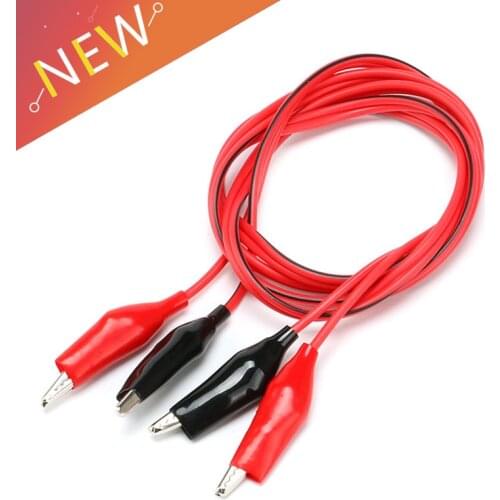 Wholesale 1Pcs 1meter Double Red and Black Clips Crocodile Cable Alligator Jumper Wire Test Leads