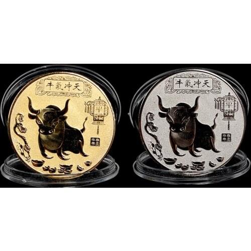 2021 Year Ox Commemorative Coin Chinese Zodiac Souvenir Coins Art Craft Gift