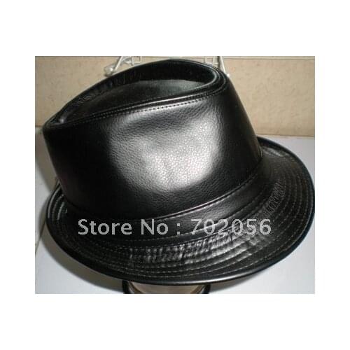 Imitate LEATHER BUCKET HAT Solid Mens Fedoras Top Hats Goat GENTLEMAN HAT CAP 10pcs/lot #2286